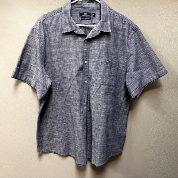 Vineyard Vines By Shep Ian Slim Fit Tucker Gray -Blue Short Sleeve - Picture 5 of 5